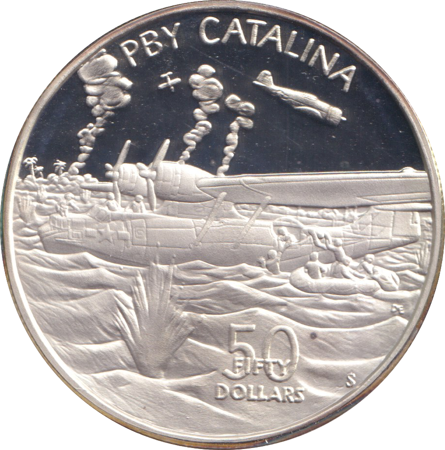 1991 SILVER PROOF FIFTY DOLLARS PBY CATALINA