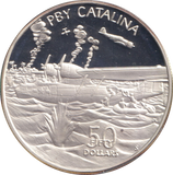 1991 SILVER PROOF FIFTY DOLLARS PBY CATALINA