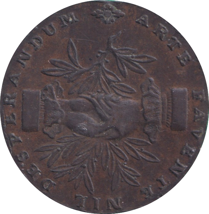 1793 HALFPENNY TOKEN LEEK CLASPED HANDS