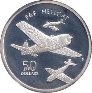 1991 SILVER PROOF FIFTY DOLLARS F6F HELLCAT