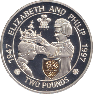 1997 SILVER PROOF TWO POUNDS ALDERNEY ELIZABETH AND PHILLIP