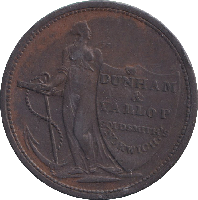 1811 HALFPENNY TOKEN NORWICH DUNHAM AND YALLOP