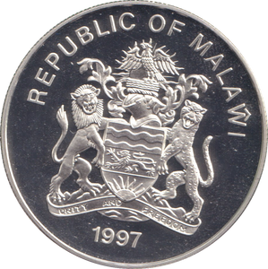 1997 SILVER PROOF 5 KWACHA MALAWI ELIZABETH AND PHILLIP