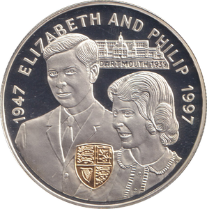 1997 SILVER PROOF 25 DOLLARS JAMAICA ELIZABETH AND PHILLIP