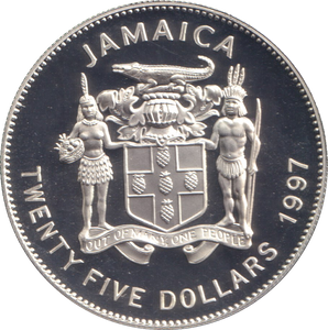 1997 SILVER PROOF 25 DOLLARS JAMAICA ELIZABETH AND PHILLIP