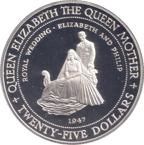 1994 SILVER PROOF 25 DOLLARS JAMAICA ELIZABETH THE QUEEN MOTHER
