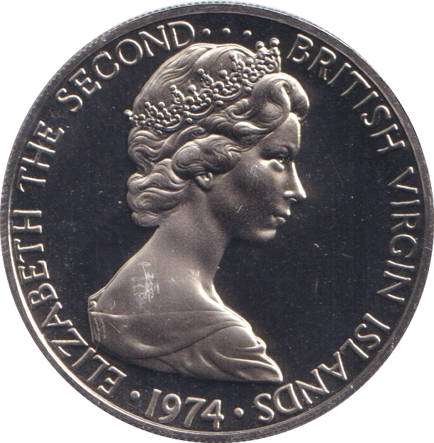 1974 PROOF TWENTY FIVE CENTS BRITISH VIRGIN ISLANDS 2
