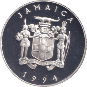 1994 SILVER PROOF 25 DOLLARS JAMAICA ELIZABETH THE QUEEN MOTHER