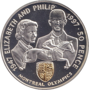 1997 SILVER PROOF FIFTY PENCE ASCENSION ISLANDS ELIZABETH AND PHILLIP
