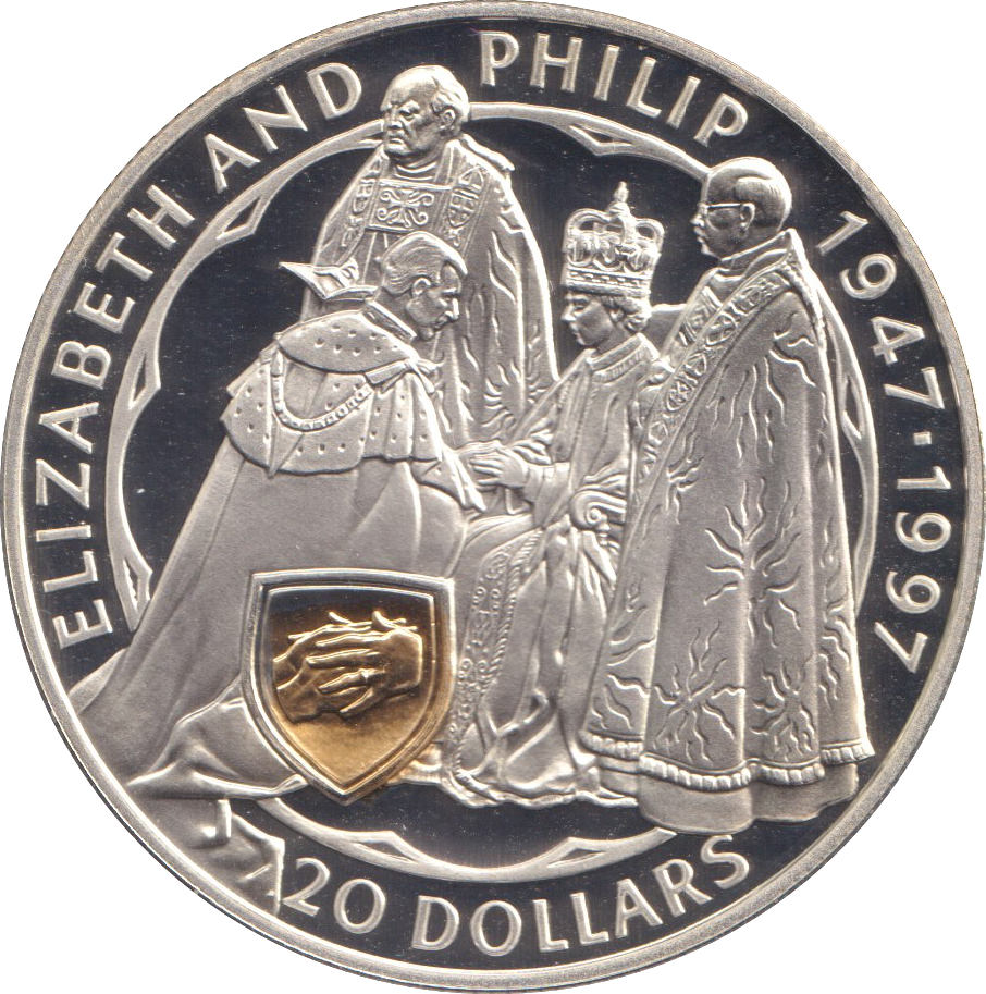 1997 SILVER PROOF 20 DOLLARS NEW ZEALAND ELIZABETH AND PHILLIP