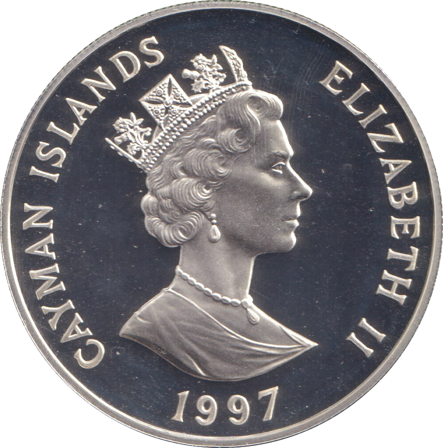 1997 SILVER PROOF TWO DOLLARS KAYMAN ISLANDS ELIZABETH AND PHILLIP