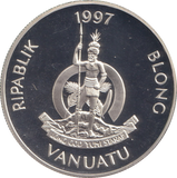 1997 SILVER PROOF FIFTY VATU VANUATU ELIZABETH AND PHILLIP