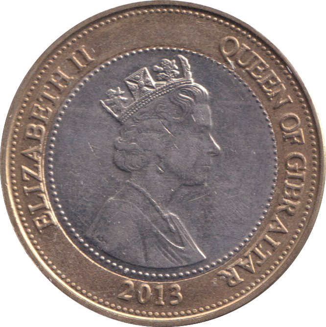 2013 £2 POUNDS BATTLE OF TRAFALGAR 1805 GIBRALTAR