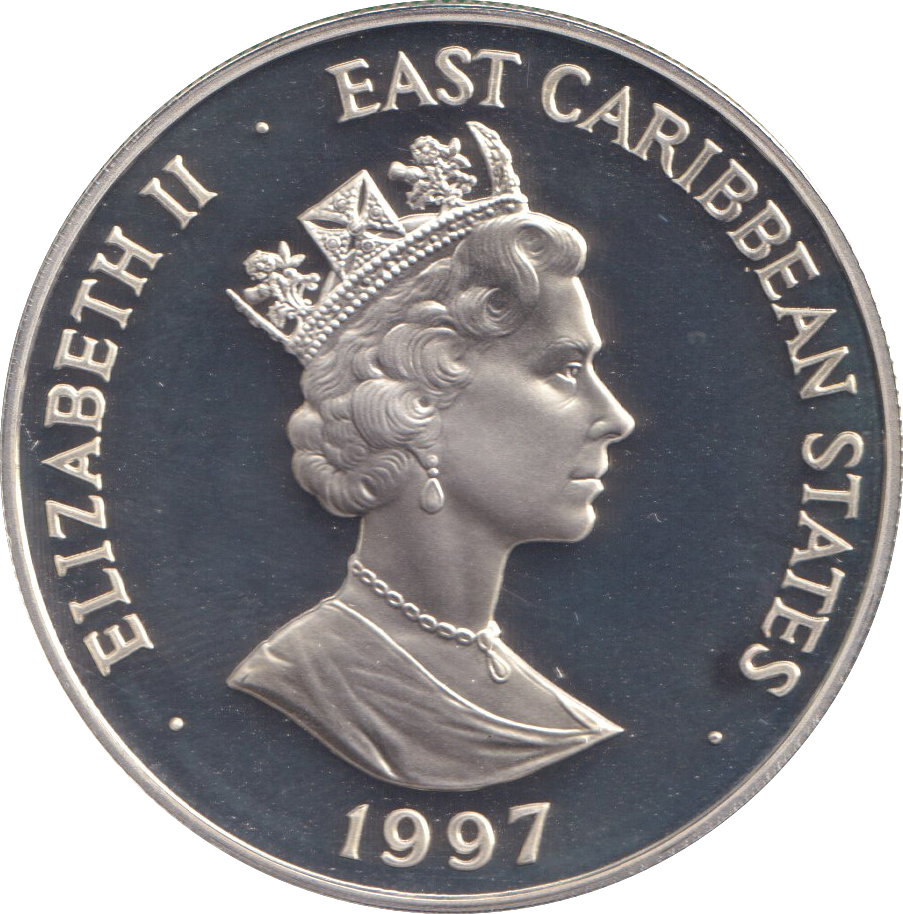 1997 SILVER PROOF 10 DOLLARS EAST CARIBBEAN STATES ELIZABETH AND PHILLIP