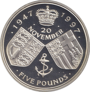1997 SILVER PROOF 5 POUNDS ELIZABETH AND PHILLIP