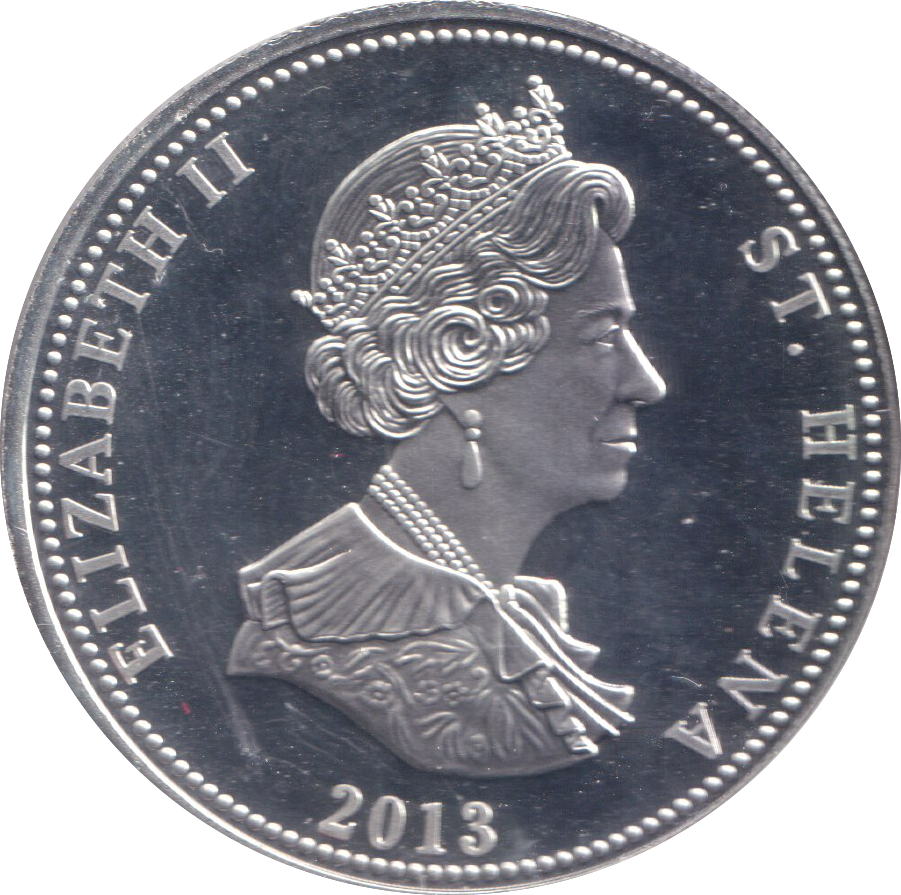 2013 SILVER PROOF 25 PENCE ST GEORGE AND THE DRAGON ST. HELENA
