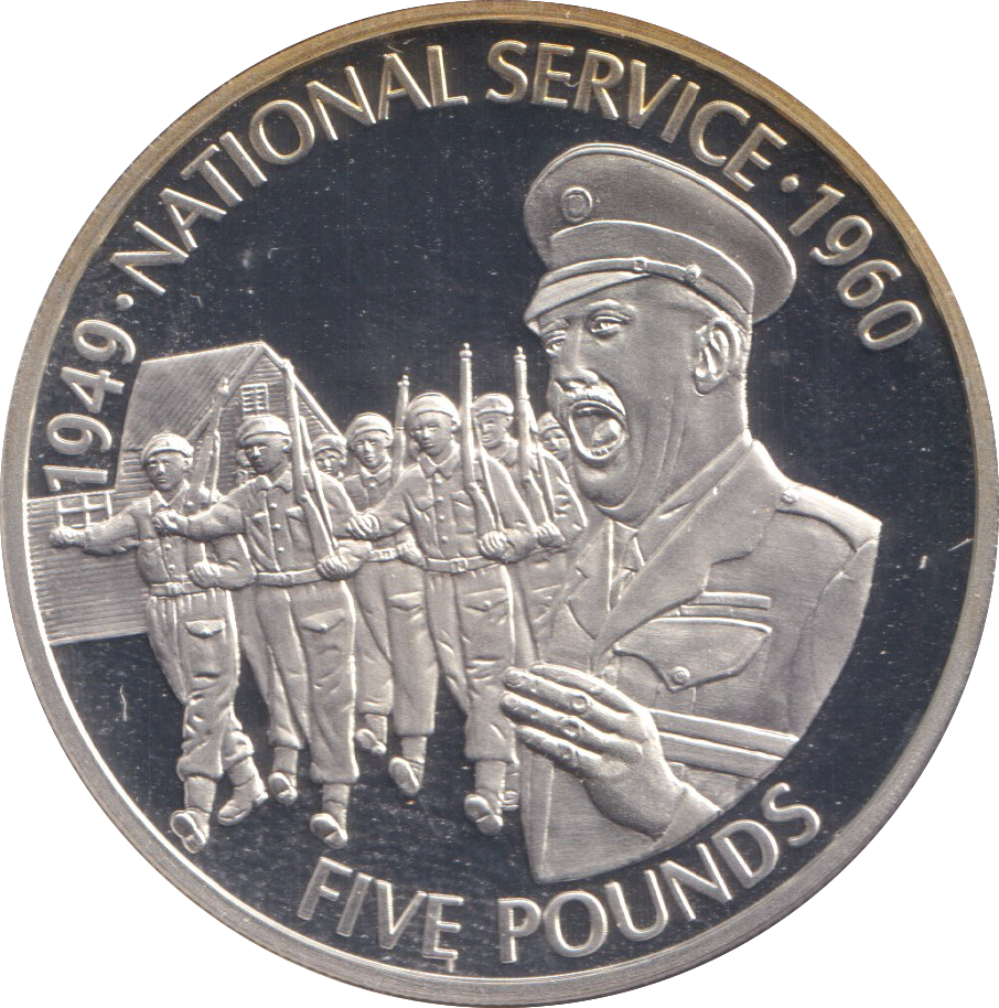 2010 SILVER PROOF FIVE POUNDS GUERNSEY NATIONAL SERVICE