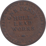 1812 HULL LEAD WORKS PENNY TOKEN