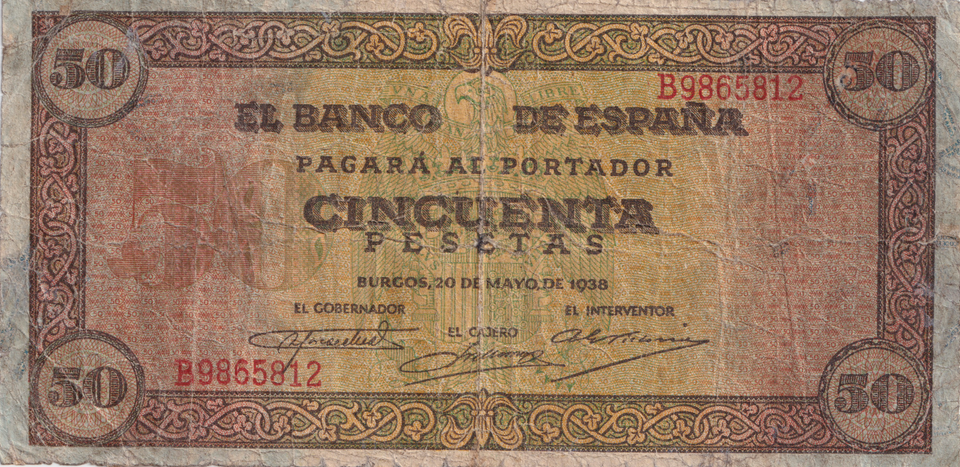 1938 50 PESTAS BANKNOTE SPAIN REF-1642