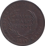 1811 HALFPENNY TOKEN WORCESTER