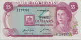 1970 FIVE DOLLARS BERMUDA BANKNOTE REF-1766