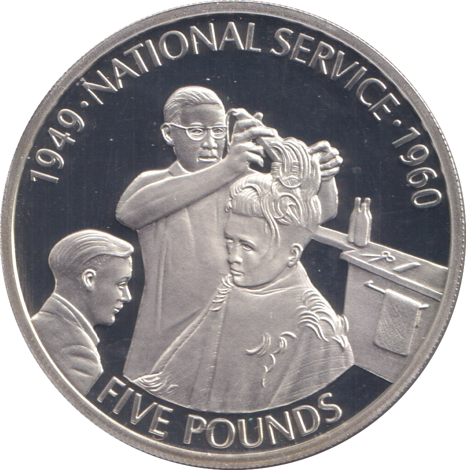 2010 SILVER PROOF FIVE POUNDS GUERNSEY NATIONAL SERVICE