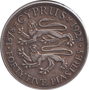 1928 SILVER CYPRUS 45 PIASTRES