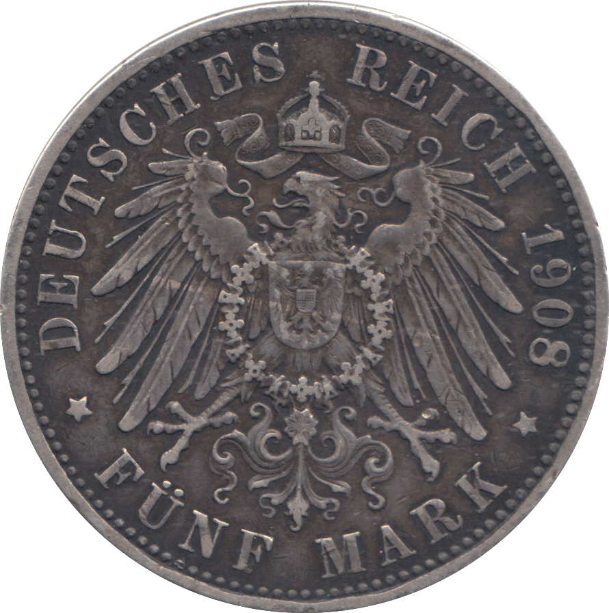 1908 SILVER 5 MARK GERMANY