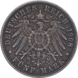 1908 SILVER 5 MARK GERMANY