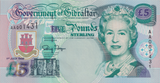 1995 FIVE POUNDS GIBRALTAR BANKNOTE REF-1809
