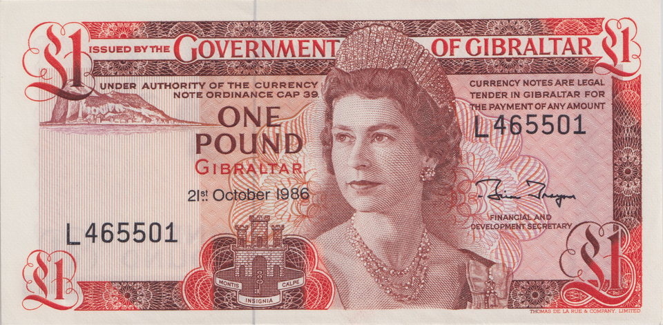 1986 ONE POUND GIBRALTAR BANKNOTE REF-1807