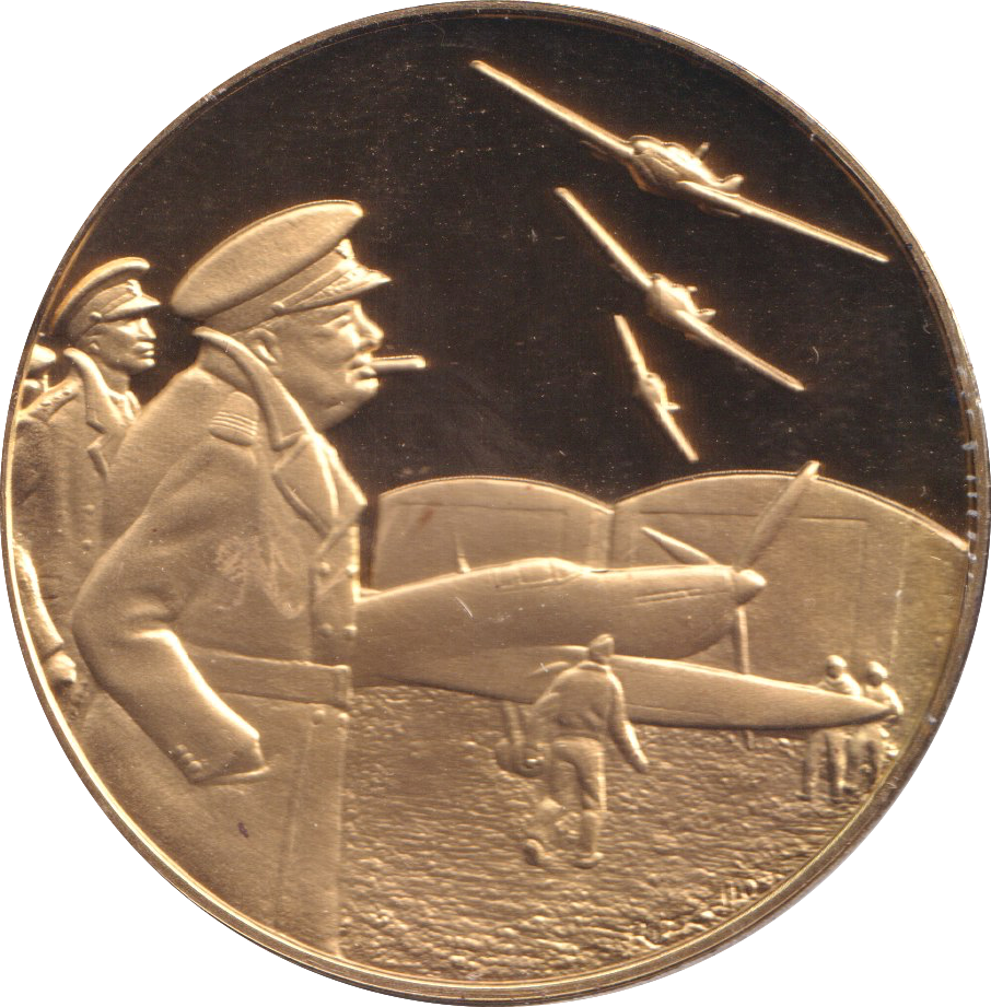 1974 SILVER GOLD PLATED WINSTON CHURCHILL BATTLE OF BRITAIN MEDALLION