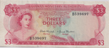 1968 THREE DOLLARS BAHAMAS BANKNOTE REF-1756