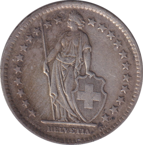 1944 SILVER SWITZERLAND 2 FRANC
