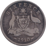 1910 SILVER SIXPENCE AUSTRALIA