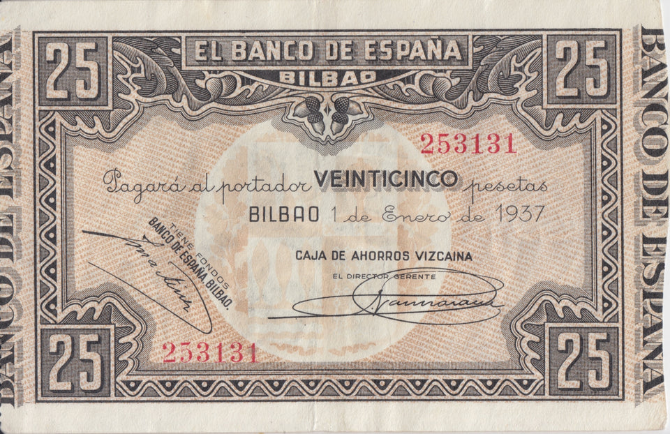 1937 25 PESTAS BANKNOTE SPAIN REF-1630