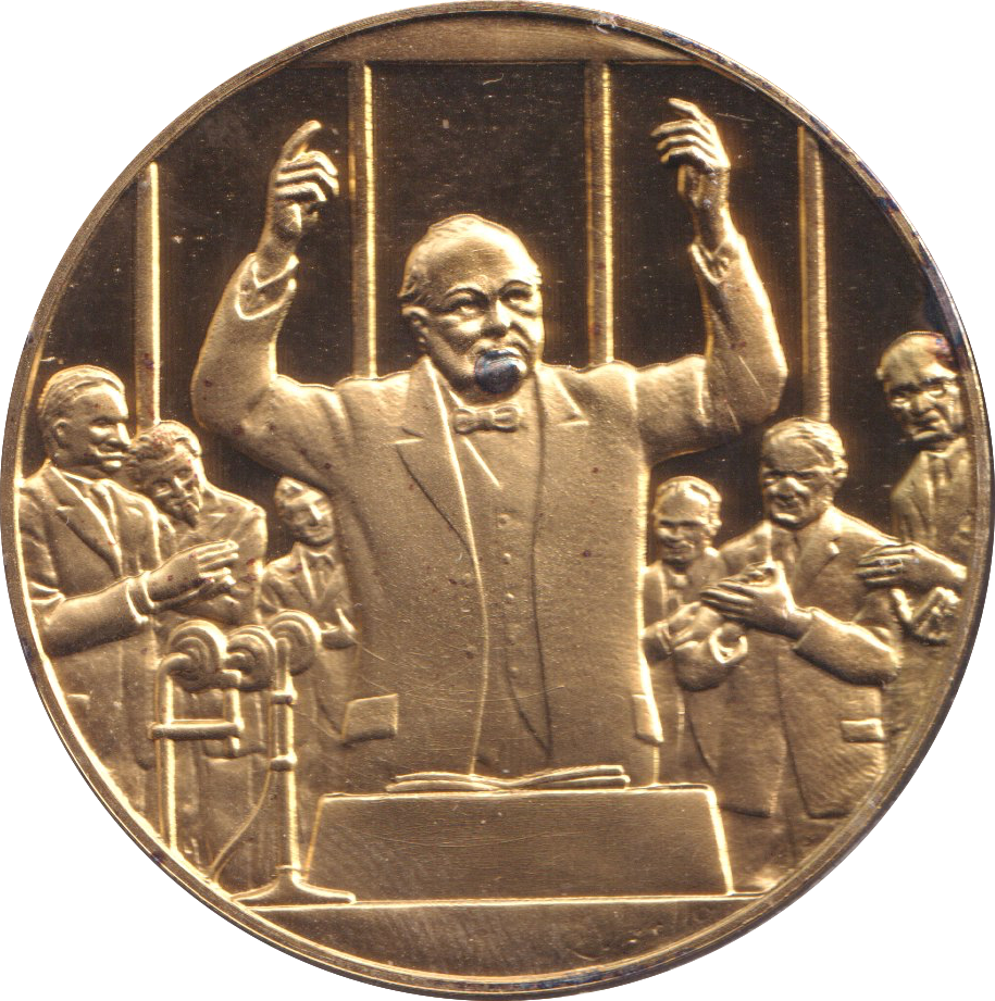 1974 SILVER GOLD PLATED WINSTON CHURCHILL THE HAGUE MEDALLION