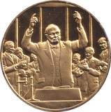 1974 SILVER GOLD PLATED WINSTON CHURCHILL THE HAGUE MEDALLION