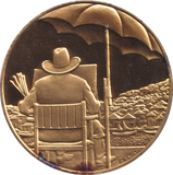 1974 SILVER GOLD PLATED WINSTON CHURCHILL PAINTING MEDALLION