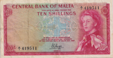 1967 TEN SHILLINGS MALTA BANKNOTE REF-1827