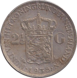 1938 SILVER NETHERLANDS 2 1/2 GULDEN
