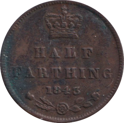 1843 HALF FARTHING ( VF )