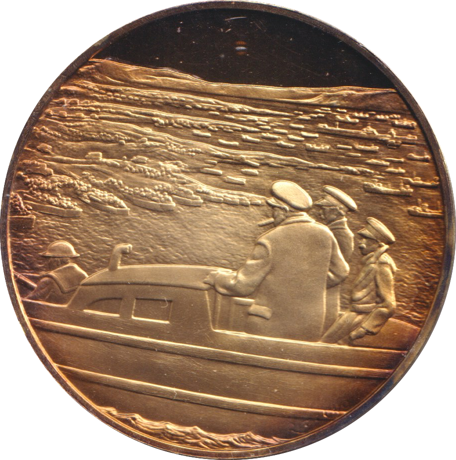 1974 SILVER GOLD PLATED WINSTON CHURCHILL D-DAY MEDALLION