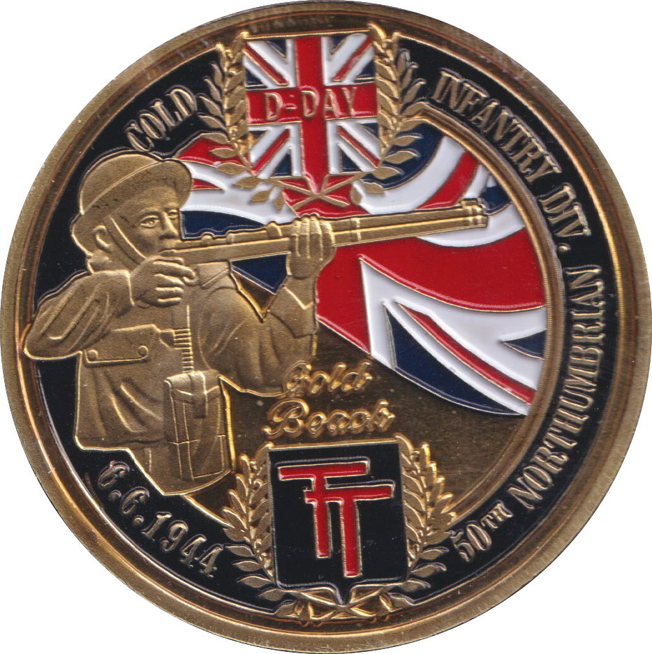 1944 MEDALLION D-DAY ENAMELLED GOLD BEACH BRITISH FORCES