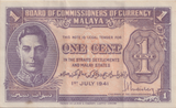 1941 ONE CENT MALAYA BANKNOTE REF-1831