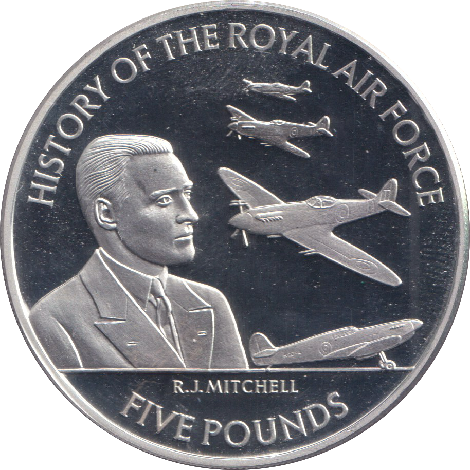 2008 SILVER PROOF R.J. MITCHELL FIVE POUNDS JERSEY