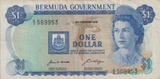 1970 ONE DOLLAR BERMUDA BANKNOTE REF-1764