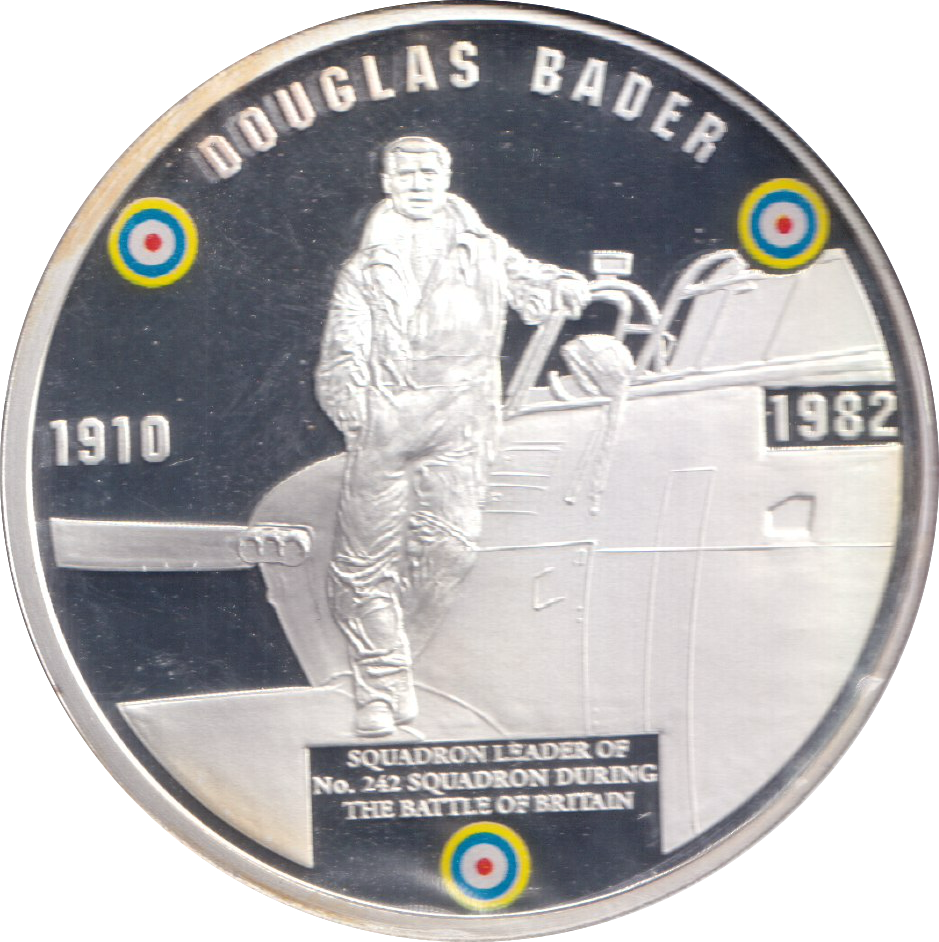 2010 SILVER PROOF MEDALLION BATTLE OF BRITAIN DOUGLAS BADER