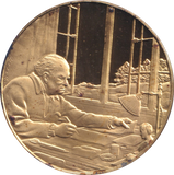 1974 SILVER GOLD PLATED WINSTON CHURCHILL WRITING AT CHARTWELL MEDALLION
