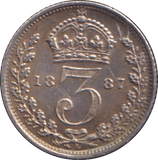 1887 MAUNDY THREEPENCE ( AUNC )
